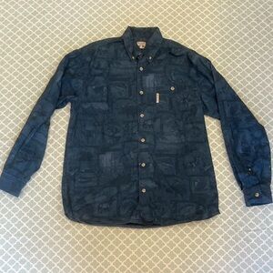 Columbia PHG Blue Wildlife Print Button Down Cotton Shirt S